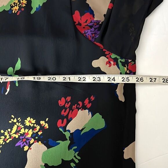 Evan Picone Vintage Silk Layered Black Shift Dress Midi, Sheer Sleeves size 20W - Picture 14 of 15